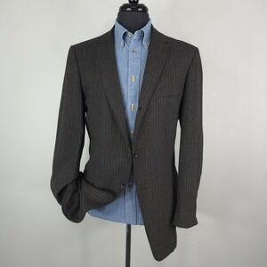 Vintage Curlee Clothes Blazer Mens 42L Brown Striped Sport Coat Jacket 50s 60s